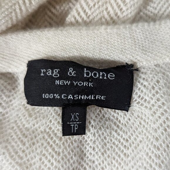 RAG & BONE Estelle Herringbone Cashmere Scoop-Neck Sweater Ivory XS - Picture 5 of 6